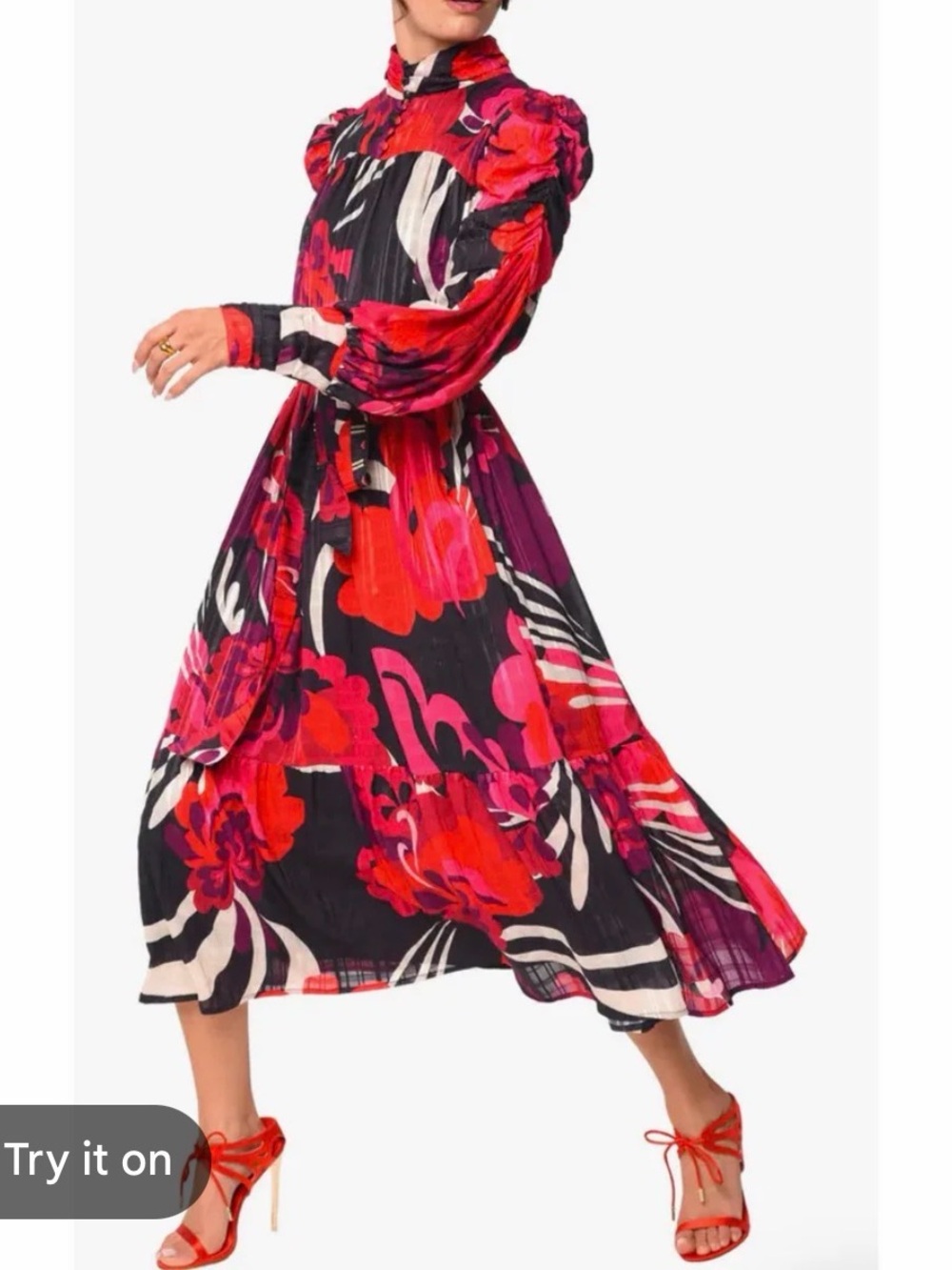 CIEBON Adele floral print midi dress
